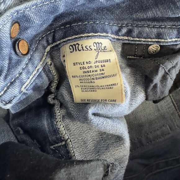 Miss Me JP4656B9 Signature Boot Jeans Embellished 8” Rise Womens Size 32 Raw - Picture 9 of 9